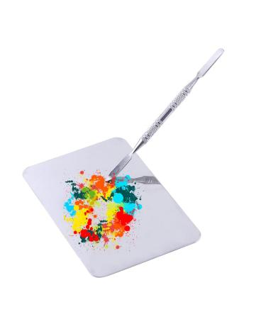 Mixed palette makeup stainless steel mixing tool with spatula for nail pigment cosmetic foundation high -quality rectangular shape as a mirror (83g)