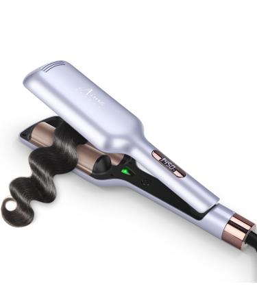 32mm (1.25") Aima Beauty Twins Mermaid Hair Waver Anti-Scald Hair Crimper Beach Wave Curling Iron Curling Wand 2 Barrel (Purple) 15S Heats Up for Short/Medium/Long Hair 1.25 Inch 2 Barrel Light Purple
