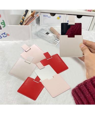 Shatterproof Stainless Steel Compact Mirror for Purses Unbreakable Mirror Travel with PU Leather Case Cover Handheld Camping Shaving Mirror for Women & Men Makeup Gift (Red) - Buy Online on SooperMarket.com