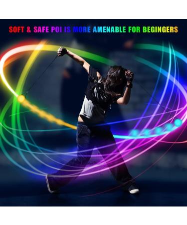 Joycabin LED Poi Balls Set 2 Bright Rainbow Juggling Balls with Strobe Effect & Adjustable Cords for Beginners Kids & Adults - Perfect for Outdoor Play! - Buy Online on SooperMarket.com