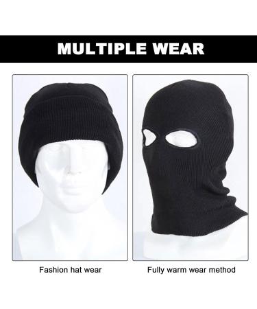 Skhaovs 2 Pack Knitted Sturm Hood Warm Winter Ski Mask Balaclava for Men & Women | Black Full Face Mask for Outdoor Sports - Buy Online on SooperMarket.com