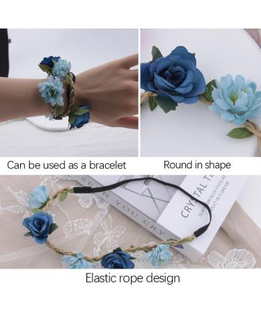 Flower Crown Floral Headband for Women Girls Flower Headbands for Girls Women Flowers for Hair Blue Floral Hair Accessories for Girls Teenagers Flower Hair Band Floral crown for Girls Women - Buy Online on SooperMarket.com