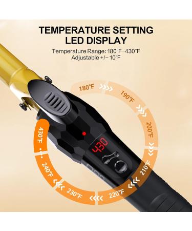 DAN Technology 3/4 Inch Tourmaline Ceramic Hair Curling Iron - Fast Heating LCD Screen Auto Off | Ideal for DIY & Salon Use (Gold Black - Buy Online on SooperMarket.com