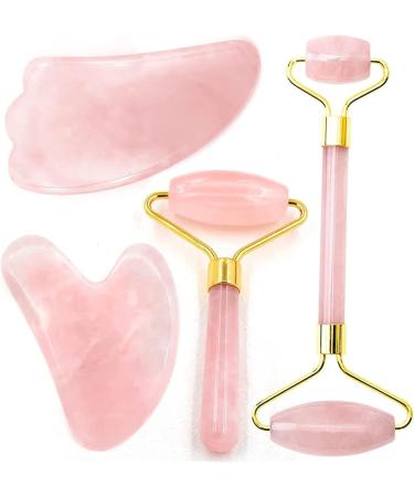 Natural Jade Gua Sha Scraper Board & Roller Set - Anti-Wrinkle Facial Massage Tool Gift Set - Buy Online on SooperMarket.com