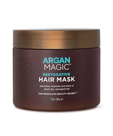 Argan Magic Restorative Hair Mask - Protein Rich Conditioning Hair Mask that Hydrates  Restores And Repairs Damaged Hair | Made in USA  Paraben Free  Cruelty Free (12 oz) 12 Ounce (Pack of 1)