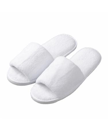 Spa Slipper- 5 Pairs of Velvet Open Toe Slippers with Travel Bags- One Size Fit Most Men and Women for Spa A-white