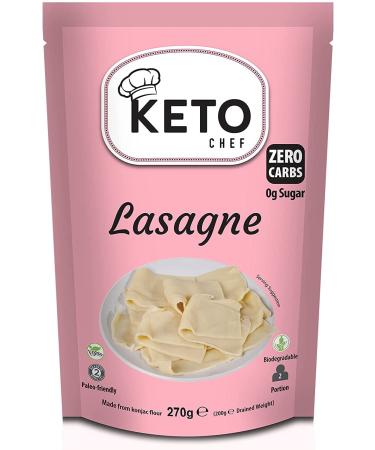 Keto Chef Vegan Lasagne Pasta Sheets - Instant Konjac Slim Pasta Sheet Contains Zero Carbohydrates Shirataki Fat & Sugar Made from Free-From Flour Paleo Friendly | Low Calorie Ready to Eat (270g) Lasagne 270.00 g (Pack of 1)