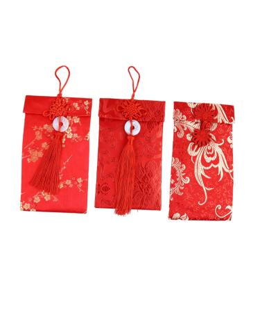 EXCEART 3pcs Hong Bao Envelope Chinese New Year Red Packet Lucky Money Envelopes Asian Red Envelope Chinese Red Pocket Money Chinese New Year Envelope Party Red Bag Wedding Lunar Calendar
