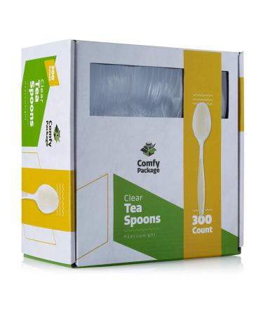 300 Pack Heavyweight Disposable Clear Plastic Tea Spoons