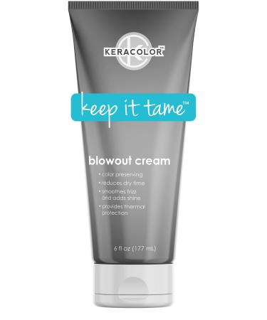 KERACOLOR Blowout Smoothing Cream for Hair - Color Preserving Heat Protectant for Hair - Reduces Dry Time - Smoothes Frizz & Adds Shine 6 fl oz
