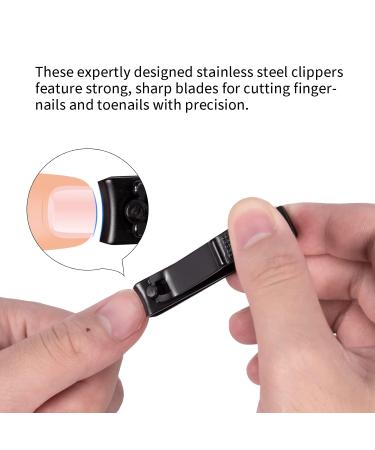 FIXBODY Black Stainless Steel Nail Clipper Set with Nail File - Sharp Fingernail & Toenail Clippers in Leather Case - Perfect Gift for Men and Women (Set of 3) - Buy Online on SooperMarket.com