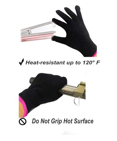 AFT90 Heat Resistant Glove for Hair Styling - Curling Iron, Flat Iron, Curling Wand - Black/Pink Edge - Buy Online on SooperMarket.com