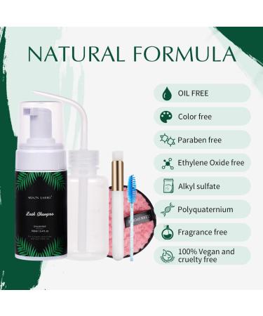 100ml Eyelash Extension Cleanser & Lash Mousse | Lash Shampoo for Extensions with Mascara Brush & Reusable Makeup Remover Pad - Buy Online on SooperMarket.com