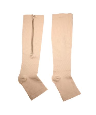 Calves compression stockings for men and women compression socks fipelo socks to relieve varicose veins breathable elastic footstulps (skin color) XXL skin color