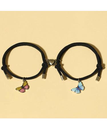 Bestvisse Set of 2 Luminous Butterfly Charm Bracelets Glow In The Dark Wristchains Magnetic Couple Jewelry for Men and Women - Buy Online on SooperMarket.com