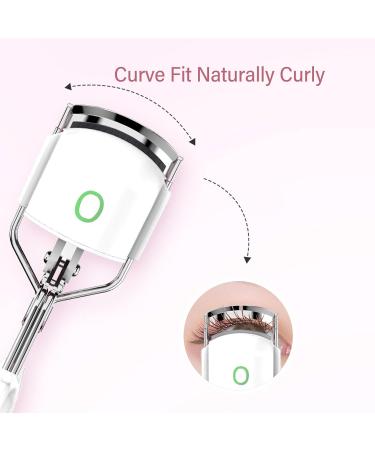 Heated Lash Curler with 2 Speed Temperature Control Long Lasting Curling Metal Ironing Fast Charging Electric Eyelash Curlers (White) - Buy Online on SooperMarket.com