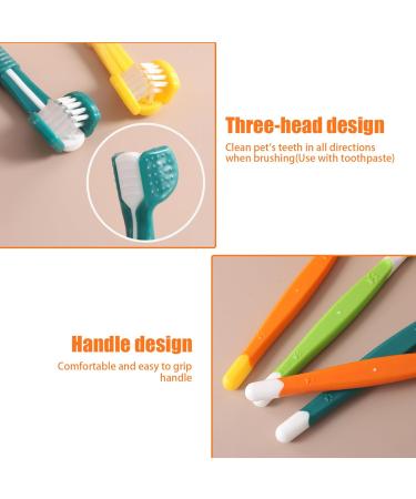 Dog Toothbrush 3 Sided Toothbrush 4PCS Triple Head Dog Toothbrushes for Dogs Dental Care with Soft Bristles Cleaning Brushes with Long Handle for Dog Cat Oral Dental Health - Buy Online on SooperMarket.com