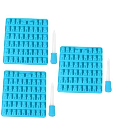 3pcs 53 Silicone Molds Bear Silicone Mold Bear Gummy Mold Dropper Chocolate 16.5*15.5*1.2cmx3pcs Sky-bluex3pcs