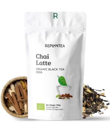 Chai Latte Organic Premium Loose Leaf Tea 100g (50 Cups) | Sugar Free Masala Chai Spiced Black Loose Leaf Tea REPLANTEA