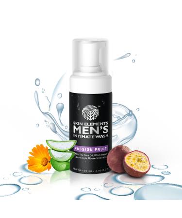 Skin Elements Intimate Wash for Men with Passion Fruit (4.05 Fl Oz) | pH Balanced Foaming Intimate Wash | Prevents Itching, Irritation & Bad Odor |