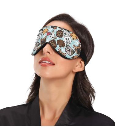 ALAZA Cute Doodle Dog Print Animal Sleep Mask - Blackout Cooling Eye Mask for Women Men - Buy Online on SooperMarket.com