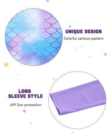 Girls Purple Mermaid Swimsuit Set | UPF 50+ Long Sleeve Swimwear for Kids 3-4 Years | Toddler Two Piece Bathing Suit by TUONROAD - Buy Online on SooperMarket.com