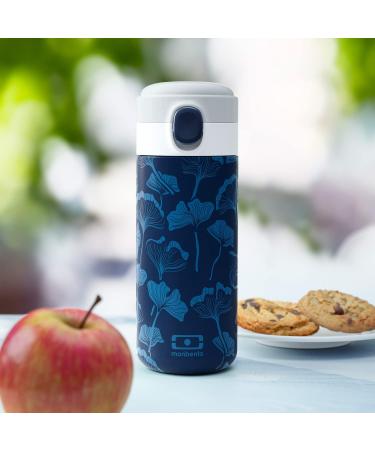 MONBENTO Insulated Bottle MB Pop Ginkgo - 360ml - Leakproof - Hot/Cold 12 Hours - Blue - BPA Free - Small Water Bottle for Kids/Adults - Buy Online on SooperMarket.com