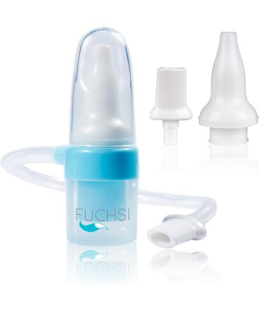 Fuchsi Baby Nasensucker |Medical silicone |Filterless & endless usable |Practical 1 hand control |+ Reserve 1x nose & 1x mouth attachment |German brand |Klein-Kind nasal sucker