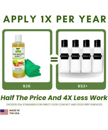 Wood Master's Secret 3-in-1 Cutting Board Oil, Conditioner & Sealer - Food Contact Safe | Restores, Conditions & Protects | Lasts Up To 3 Years | Zero Toxic Mineral Oil | 8 oz - Buy Online on SooperMarket.com