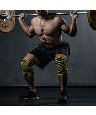 TAVIEW Weightlifting Knee Choner & Elbow Support - 1 Pair 180cm Elastic Compression for Powerlifting Fitness Cross-Training & Gym - Yellow - Buy Online on SooperMarket.com