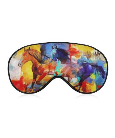 LynaRei Running Horse Sleep Mask Art Animal Painting Blindfold for Sleeping Elastic Blackout Eye Mask Cover for Full Night's Sleep Travel and Nap Style-1