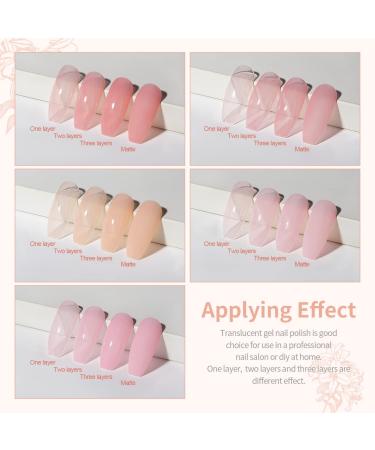 Nude Gel Polish Set for French Manicure - 6 Transparent Colors for Home Salon, LED UV Curing - 7.5ml Each - Buy Online on SooperMarket.com