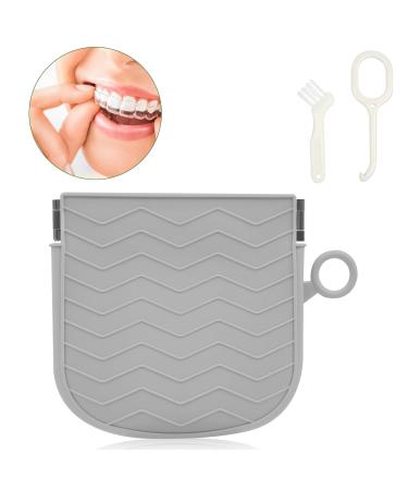 Silicone Retainer Case - Portable Orthodontic Box for Braces Aligners & Mouth Guards - Slim Design with Vent Holes - Ideal for Travel - Grey - Buy Online on SooperMarket.com