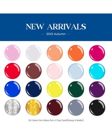 Beetles Gel Nail Polish Set 20 Pcs Neon Nude Orange with Base and Top Coat Fall Soak Off Uv LED Gel Polish Kit Blue Pink Black White Uv Gel Polish for Nail Art Salon Gift for Women Grils Perfect 20 - Buy Online on SooperMarket.com