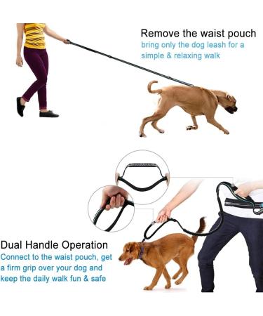 Philorn Super Elastic Freehand Dog Leash 120-170 cm with Belt Pocket - Jogging Leash for Large Dogs Up to 65 kg Reflective & Bungee Design - Perfect for Active Dog Owners - Buy Online on SooperMarket.com