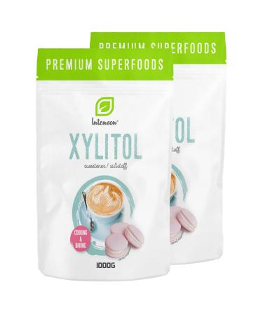 Intenson Xylitol 2x1kg | Low-calorie sugar substitute | 100% natural | Vegan | Sweetener | Granulated 1 kg (pack of 2)