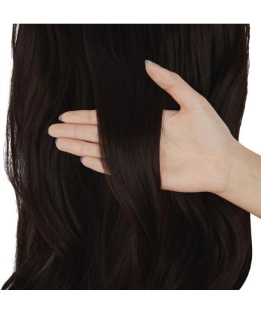 Dark Brown Halo Hair Extension 18 Inch Wavy Curly Synthetic Hairpiece - Heat Friendly Fiber - No Clip - OMGREAT - Buy Online on SooperMarket.com