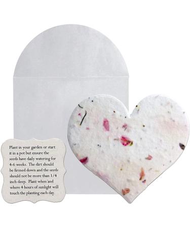 Seed Bloom 24-Piece Set Handmade Bloom & Grow Seed Paper Wildflower Seeds Embedded Recycled Seeded Paper Gift Tags Gift Cards Stationery & Gift Wrapping Supplies (Hearts  Envelope  & Planting Guide) Hearts Set (Set of 24...