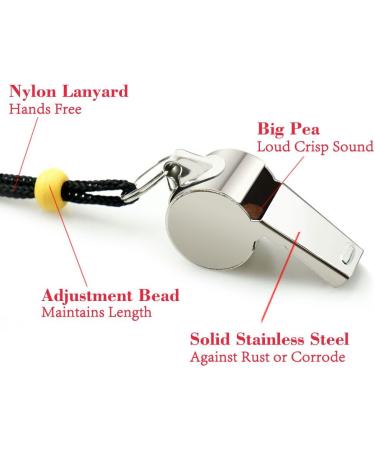 Hipat Whistle  6 Pack Stainless Steel Sports Whistles with Lanyard  Loud Crisp Sound Whistles Bulk Great for Coaches  Referees  and Officials A:silver - Buy Online on SooperMarket.com