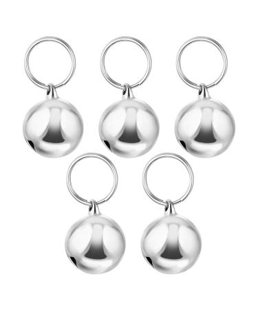POPETPOP Pendant Bells Christmas Bells, 5PCS 18mm, Pet Accessories Cat Dog Bells Birds Wildlife Decoration - Silver