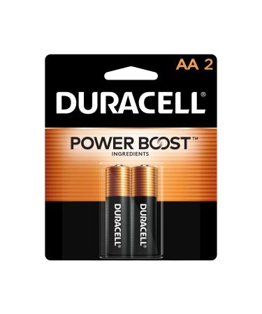 Duracell Coppertop AA Batteries with Power Boost Ingredients 2 Count Pack Double A Battery with Long-lasting Power Alkaline AA Battery for Household and Office Devices