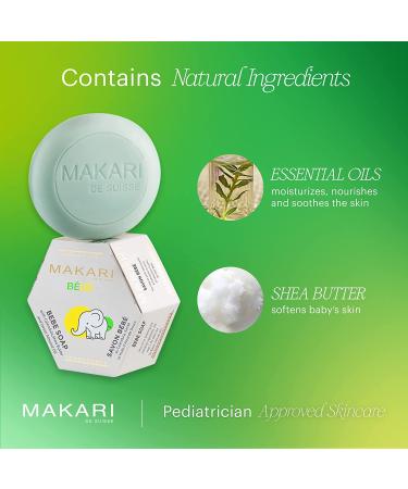 Makari Baby Soap 5.4oz - Moisturizing Daily Bar for Delicate Skin with Shea Butter - Gentle Children's Bath Soap with Nourishing Botanicals - Buy Online on SooperMarket.com