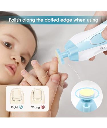 Electric Baby Nail Trimmer with LED Light - Safe & Quiet Nail Clipper for Newborns, Infants, Toddlers, Kids, Women (Blue) - Buy Online on SooperMarket.com