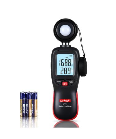 Wintact Digital Illuminance Light Meter Handheld with Thermometer Ambient, Lux Meter Range up to 200,000 Lux, Photometer Light Intensity Sense Test for Garden Indoor Plants LED Grow Light, Photography