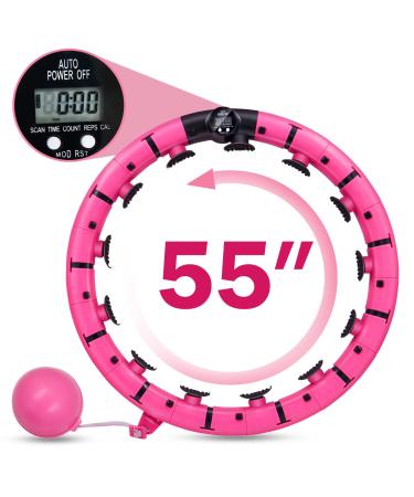 Smart Weighted Fit Hoop for Adults Weight Loss,Counting TIK tok Hoola Hoop Waist Trainer,Detachable & Size Adjustable 55", 2 in 1 Adomen Fitness Message Exercise Hoop, Nice for Beginner Workout