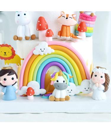 Rainbow Cloud Cake Topper - Colorful Soft Pottery Cupcake Decoration for Boys and Girls Birthday Party - Buy Online on SooperMarket.com