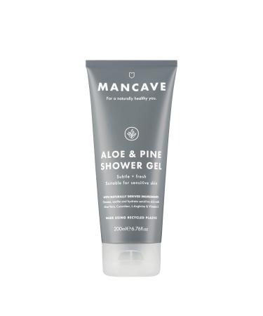 ManCave Aloe and Pine Shower Gel 200ml for Men Suitable for Sensitive Skin Sulphate free formulation Natural Formulation Vegan Friendly Tube made from Recycled Plastics Made in England Aloe + Pine Shower Gel 200 ml (Pack of 1)