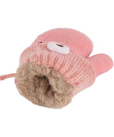 Kids Toddlers Knitted Gloves Mittens with String | Fleece Lined Winter Warm Mittens for Boys Girls | Age 0-3 | Orange - Buy Online on SooperMarket.com