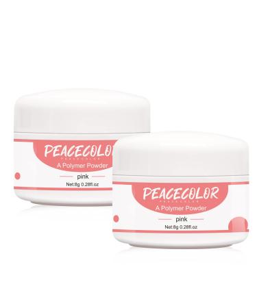 PEACECOLOR 8G 2PCS Pink Acrylic Powder Set Acrylic Nail Kit Professional Acrylic Nail Powder Polymer Powder for Nail Acrylic Extension and Carving No Nail Lamp Needed for Home DIY Nail Art color 176