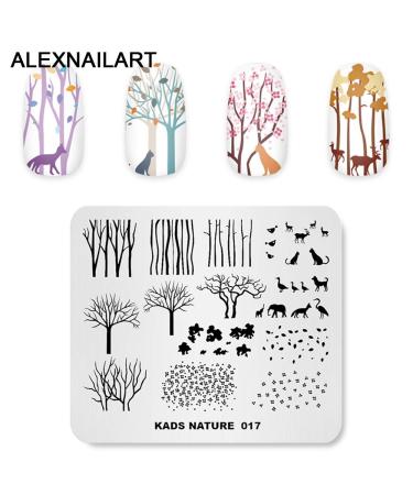 Nail Art Stamping Plate - Nature Branch & Woodland Animals | DIY Nail Polish Tool NA017 - Buy Online on SooperMarket.com